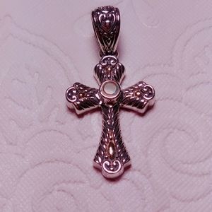 Bali Designs Jewelry - Real opal 18k & SS Bali Designs cross pendant Bali Designs Jewelry - Real opal 18k & SS Bali Designs cross pendant